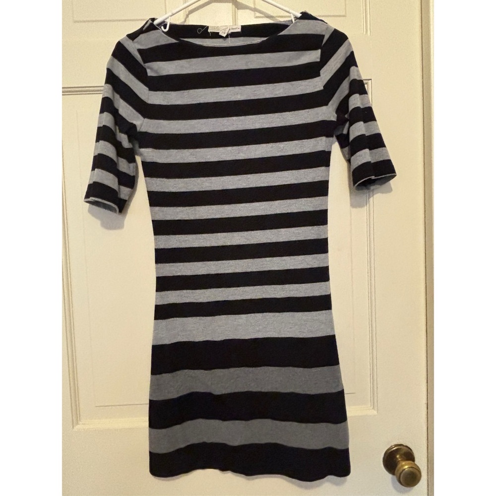 Women’s black gray ombre stripe dress mini long sleeve party formal casual sexy